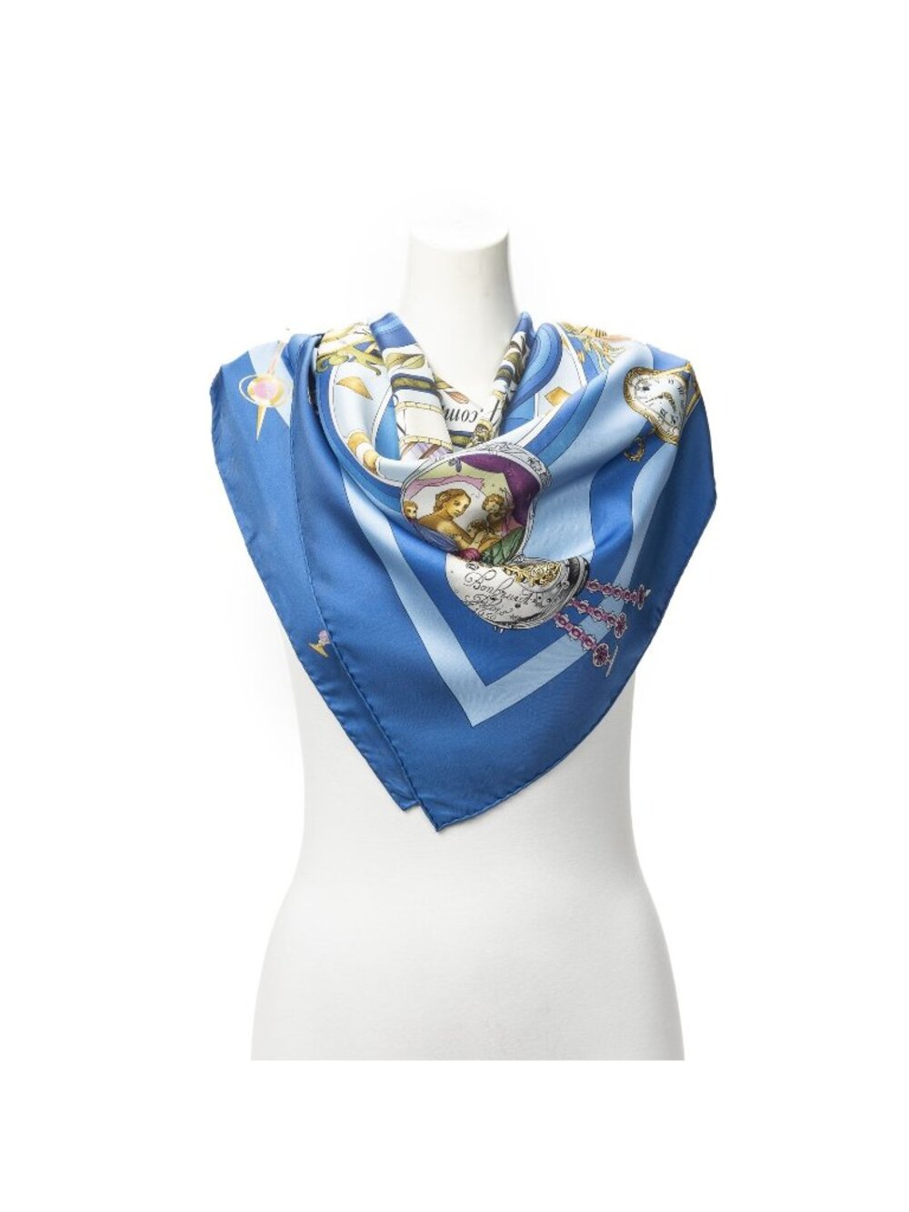 Hermes Scarf Blue Gold Green Twill Silk